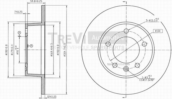 Trevi Automotive BD1054 - Brake Disc autospares.lv