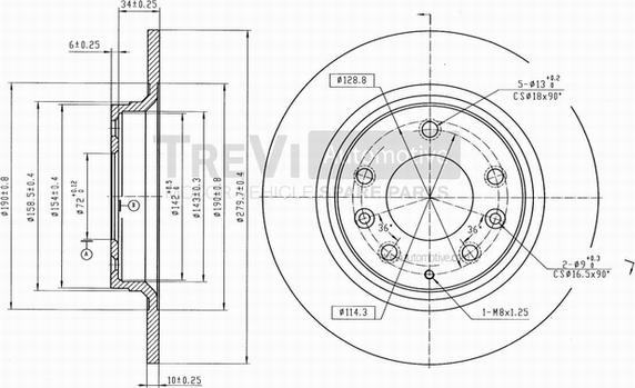 Trevi Automotive BD1069 - Brake Disc autospares.lv