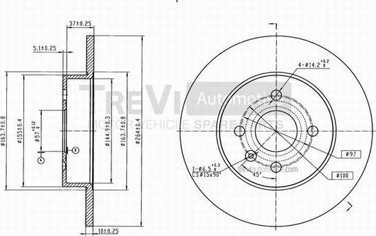 Trevi Automotive BD1065 - Brake Disc autospares.lv