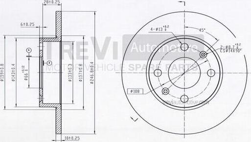 Trevi Automotive BD1003 - Brake Disc autospares.lv