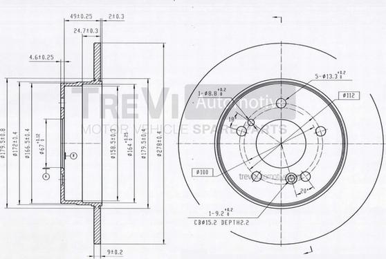 Trevi Automotive BD1019 - Brake Disc autospares.lv