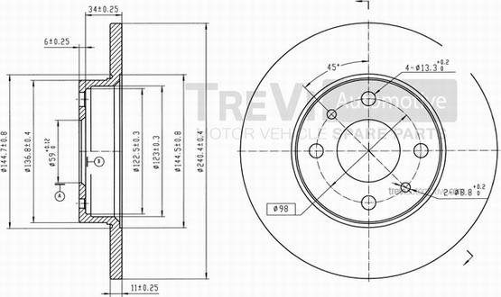 Trevi Automotive BD1015 - Brake Disc autospares.lv