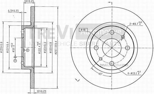 Trevi Automotive BD1016 - Brake Disc autospares.lv