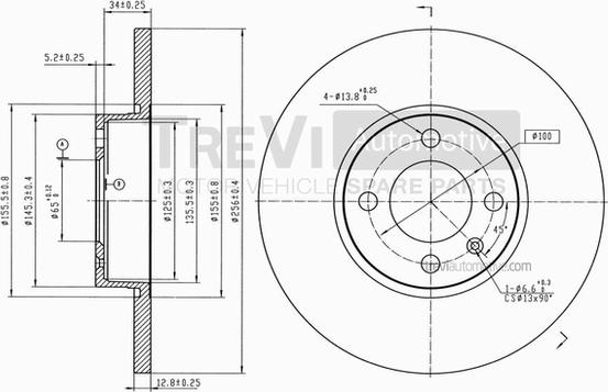 Trevi Automotive BD1018 - Brake Disc autospares.lv