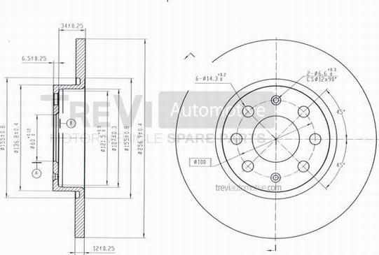 Trevi Automotive BD1017 - Brake Disc autospares.lv