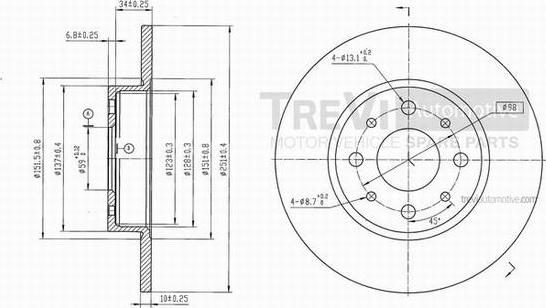 Trevi Automotive BD1084 - Brake Disc autospares.lv