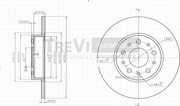 Trevi Automotive BD1085 - Brake Disc autospares.lv