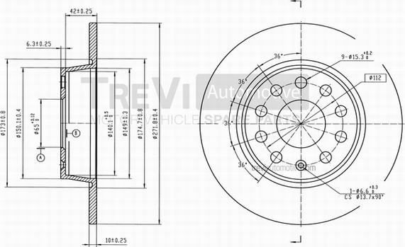 Trevi Automotive BD1088 - Brake Disc autospares.lv