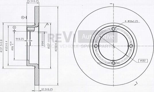 Trevi Automotive BD1036 - Brake Disc autospares.lv