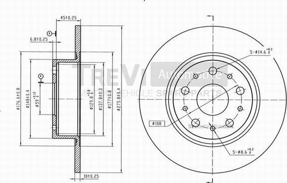 Trevi Automotive BD1024 - Brake Disc autospares.lv