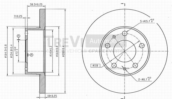 Trevi Automotive BD1023 - Brake Disc autospares.lv