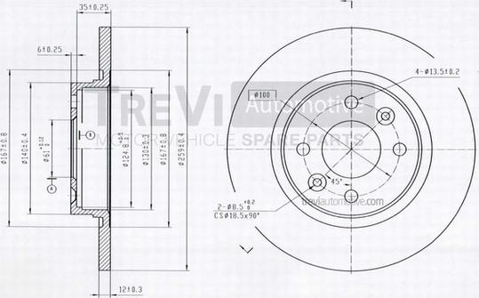 Trevi Automotive BD1074 - Brake Disc autospares.lv