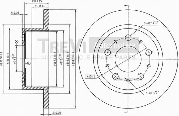 Trevi Automotive BD1077 - Brake Disc autospares.lv