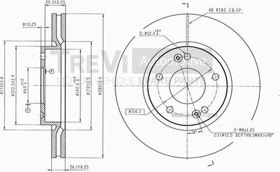 Trevi Automotive BD1191 - Brake Disc autospares.lv