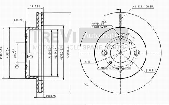 Trevi Automotive BD1140 - Brake Disc autospares.lv