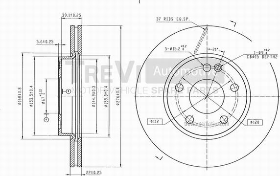 Trevi Automotive BD1148 - Brake Disc autospares.lv