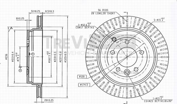 Trevi Automotive BD1155 - Brake Disc autospares.lv