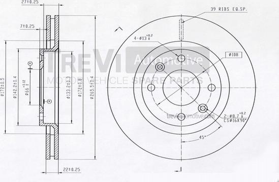 Trevi Automotive BD1150 - Brake Disc autospares.lv