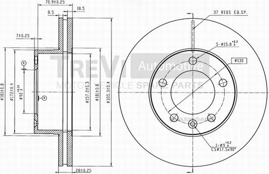 Trevi Automotive BD1166 - Brake Disc autospares.lv