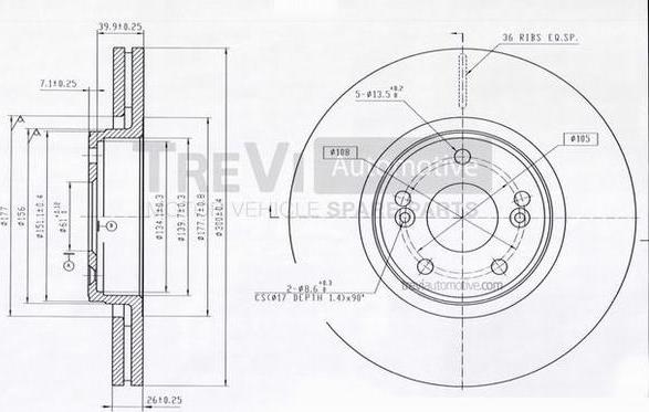 Trevi Automotive BD1163 - Brake Disc autospares.lv