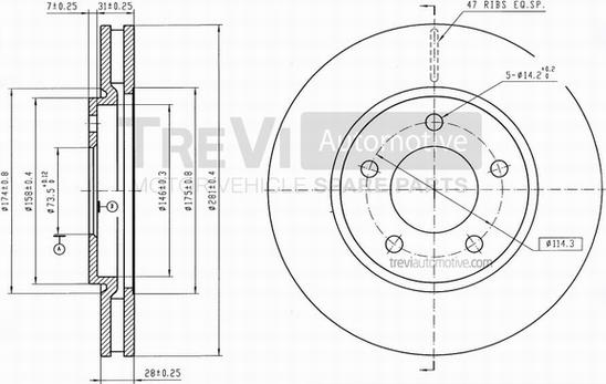 Trevi Automotive BD1162 - Brake Disc autospares.lv