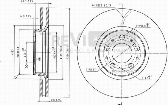 Trevi Automotive BD1167 - Brake Disc autospares.lv