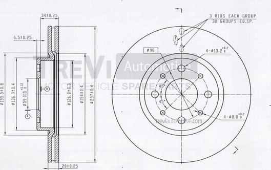 Trevi Automotive BD1106 - Brake Disc autospares.lv