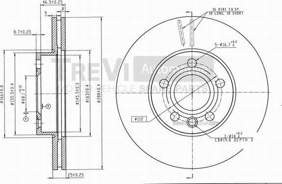 Trevi Automotive BD1111 - Brake Disc autospares.lv