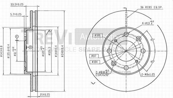 Trevi Automotive BD1189 - Brake Disc autospares.lv