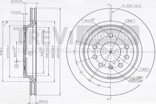 Trevi Automotive BD1187 - Brake Disc autospares.lv