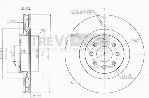 Trevi Automotive BD1135 - Brake Disc autospares.lv