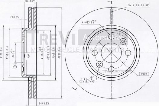 Trevi Automotive BD1136 - Brake Disc autospares.lv