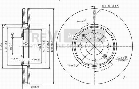 Trevi Automotive BD1131 - Brake Disc autospares.lv