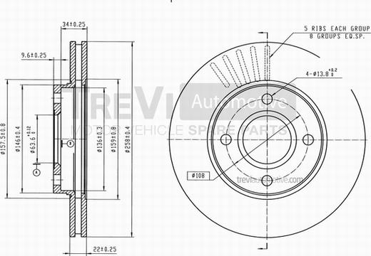 Trevi Automotive BD1129 - Brake Disc autospares.lv