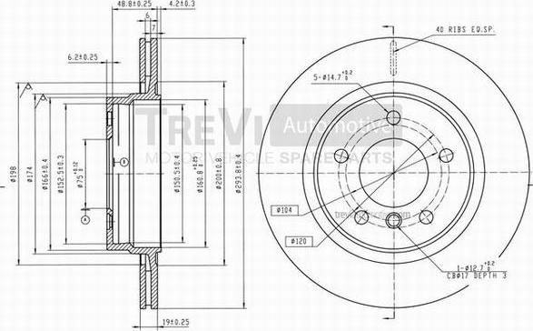 Trevi Automotive BD1125 - Brake Disc autospares.lv