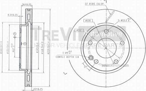 Trevi Automotive BD1120 - Brake Disc autospares.lv