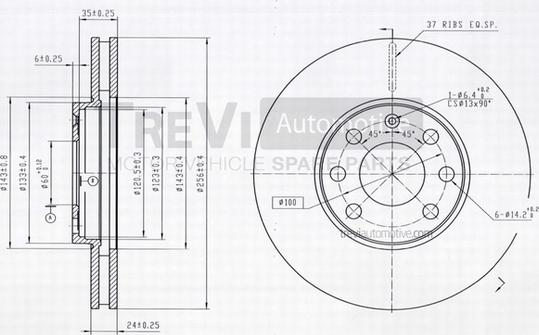 Trevi Automotive BD1122 - Brake Disc autospares.lv