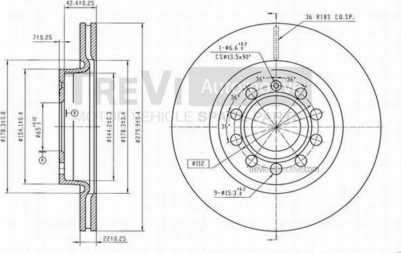 Trevi Automotive BD1172 - Brake Disc autospares.lv