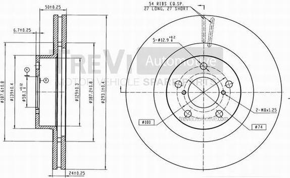 Trevi Automotive BD1244 - Brake Disc autospares.lv