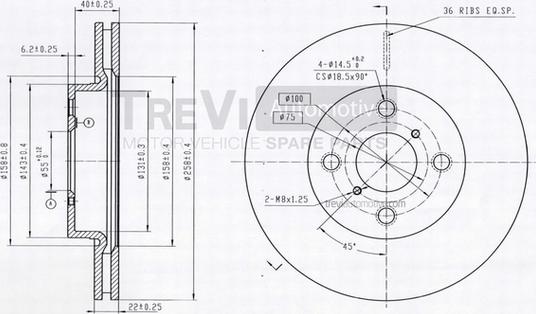 Trevi Automotive BD1243 - Brake Disc autospares.lv