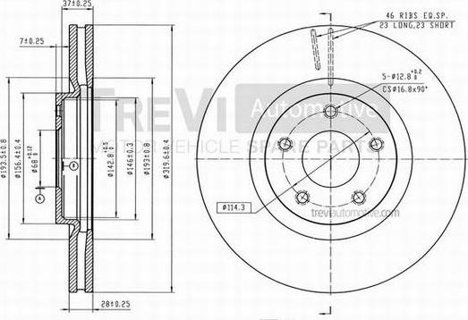 Trevi Automotive BD1253 - Brake Disc autospares.lv