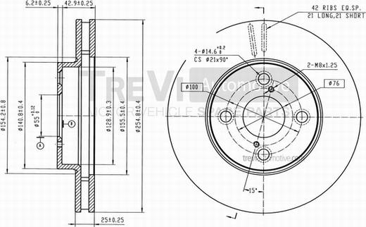 Trevi Automotive BD1206 - Brake Disc autospares.lv