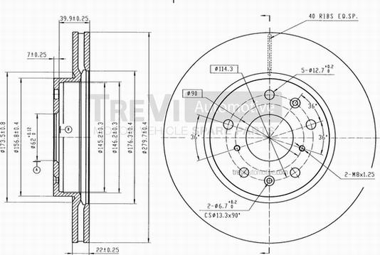 Trevi Automotive BD1219 - Brake Disc autospares.lv