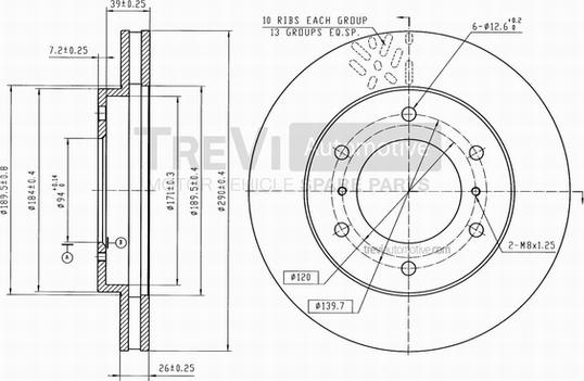 Trevi Automotive BD1214 - Brake Disc autospares.lv