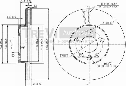 Trevi Automotive BD1211 - Brake Disc autospares.lv