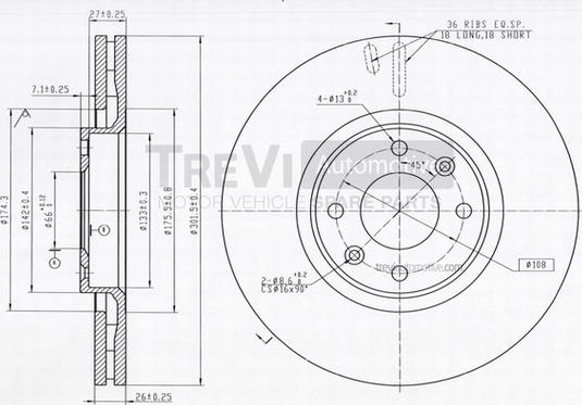 Trevi Automotive BD1212 - Brake Disc autospares.lv