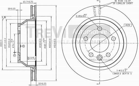 Trevi Automotive BD1234 - Brake Disc autospares.lv