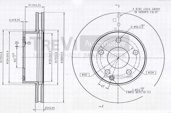 Trevi Automotive BD1238 - Brake Disc autospares.lv