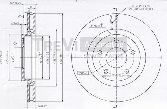 Trevi Automotive BD1233 - Brake Disc autospares.lv