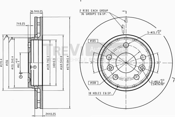 Trevi Automotive BD1237 - Brake Disc autospares.lv